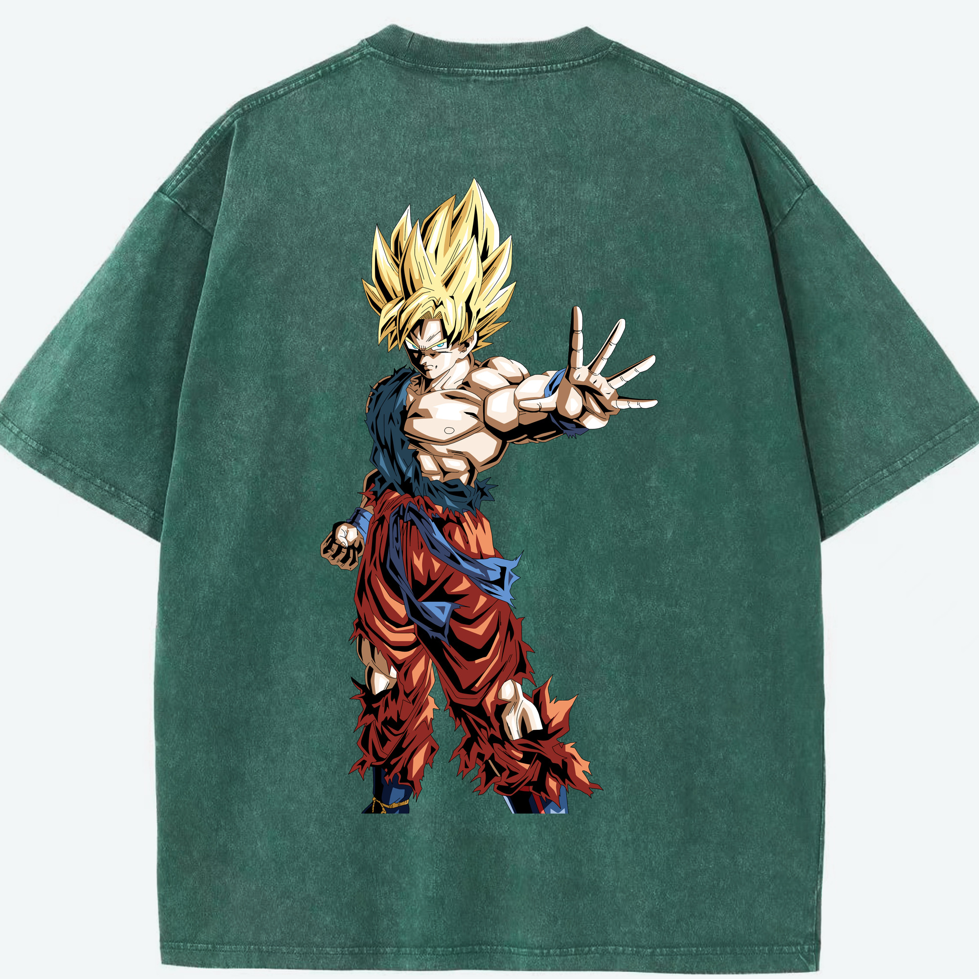 （画像用） ドラゴンボール 孫悟空（そん ごくう）Son Goku カカロット DRAGON BALL Kakarotto 綿100% ヴィンテージ風 半袖Tシャツ（背面プリント）